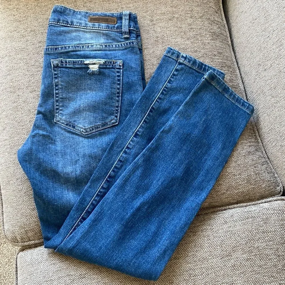 Sanctuary Denim Women’s Mid-Waisted Distressed Skinny Jeans Med Wash Size 27